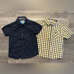 Boys' Yellow & Navy Accent Plaid Short-Sleeve Button-Down Casual/Dress Shirts 3T